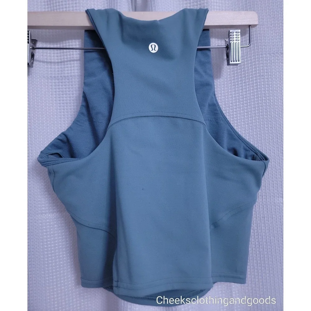 Lululemon 6 Invigorate Training Tank Top Teal W/Built In Bra W1DC1